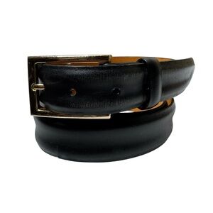 Remo Tulliani Black Calfskin Leather Belt with Gold‎ Tone Buckle Mens Size 44